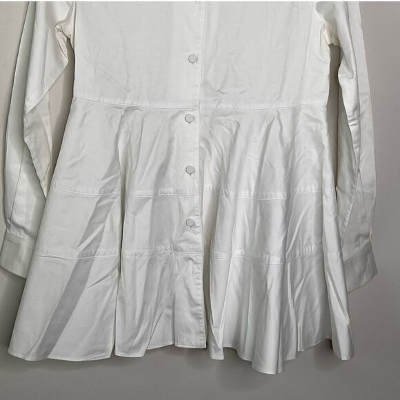 Co Essentials Cotton Peplum Button Down Shirt White Lagenlook Womens Size XS - Picture 7 of 15